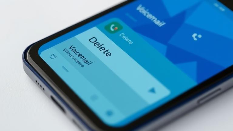 alt_text: Close-up of Android 11 voicemail inbox on a smartphone, highlighting the "Delete" option.