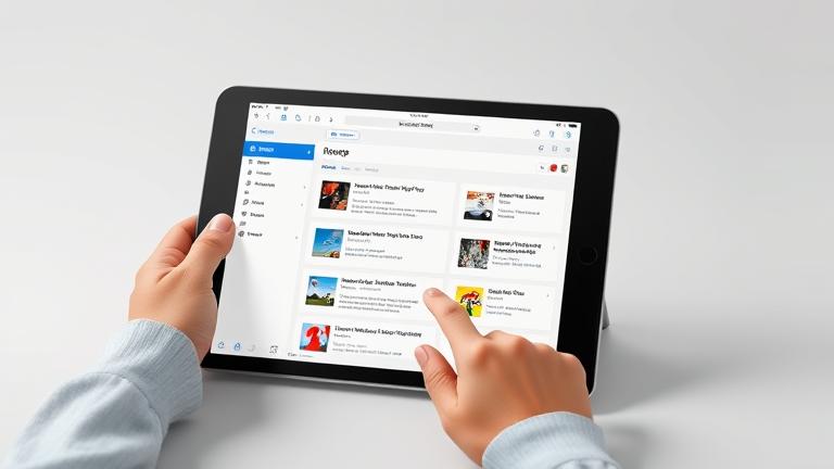 alt_text: iPad showing organized Safari group tabs with user managing them, sleek and modern.