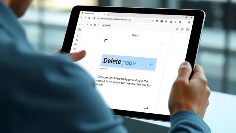 how to delete a page from kami?