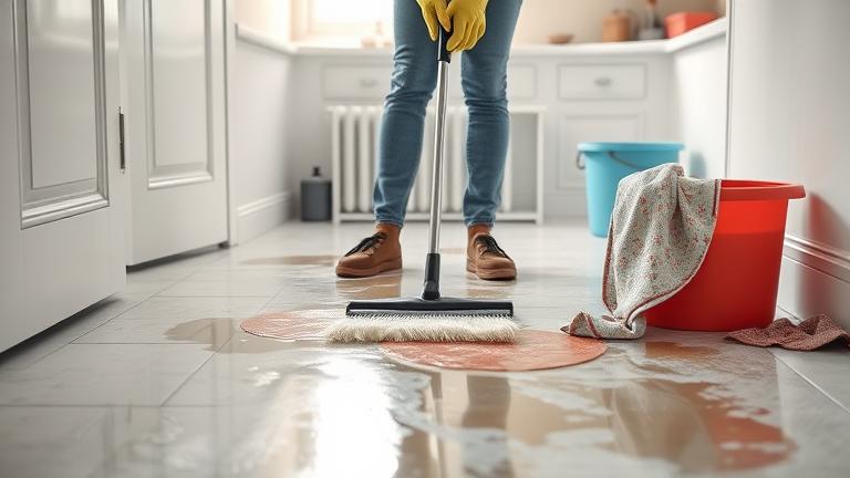 how to clean a sticky floor?