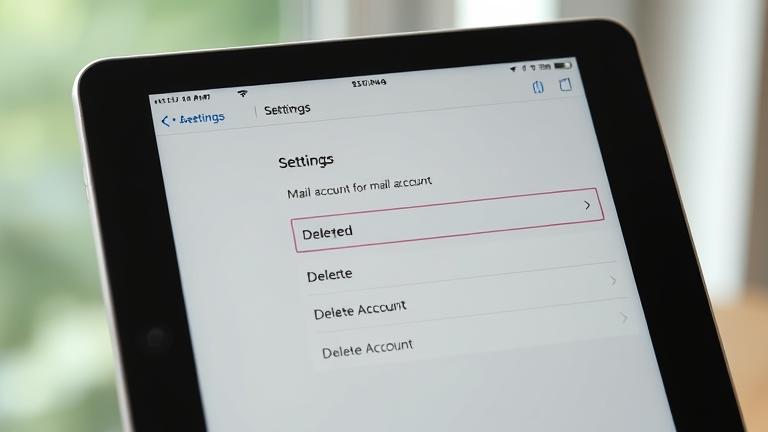 How do you delete a mail account on iPad?
