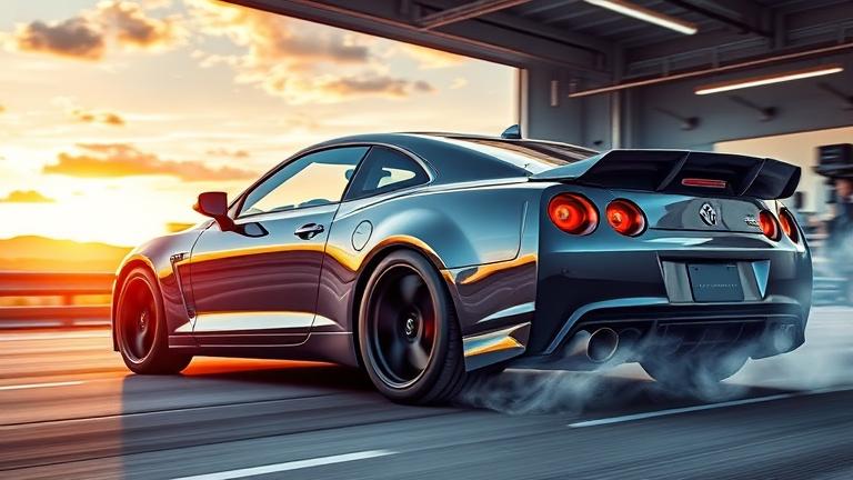alt_text: Sleek sportscar with turbo details, speed lines, and sound waves emphasizing turbocharged power.