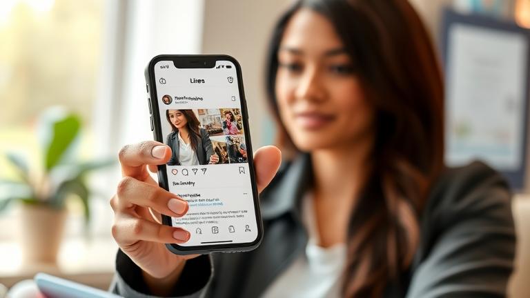 alt_text: Person views Instagram likes on phone, scrolling through past interactions casually.