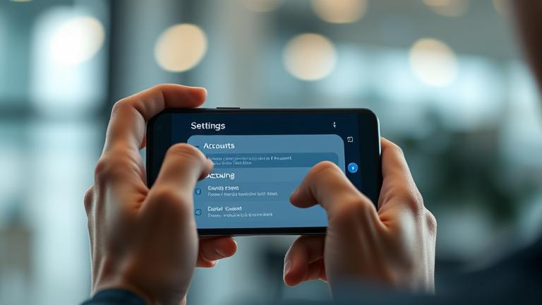 alt_text: Person in profile view accessing Samsung Galaxy S20 settings to delete their Samsung account.
