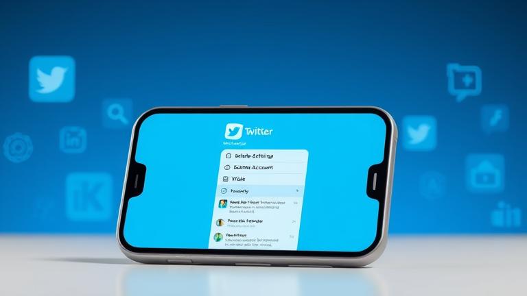 alt_text: Smartphone screen showing Twitter settings and deactivate option for account deletion.