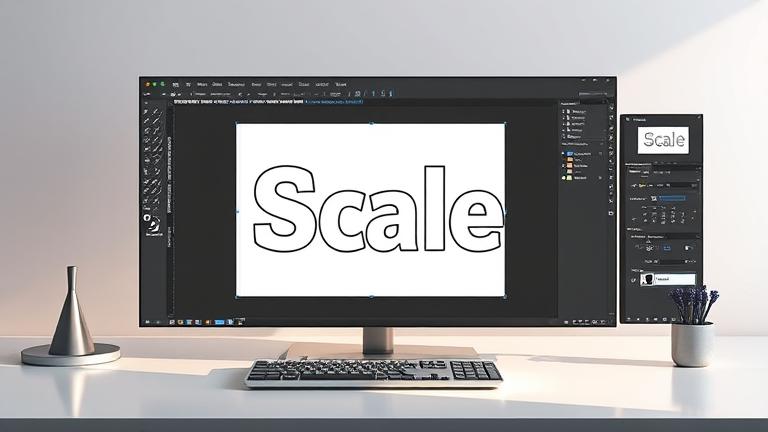 alt_text: Illustrator workspace with a shape being scaled, showing outlines, handles, and tools.