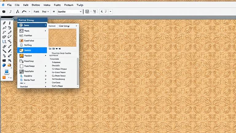 alt_text: Photoshop workspace with layers, textured pattern, gridlines, illustrating seamless texture creation.