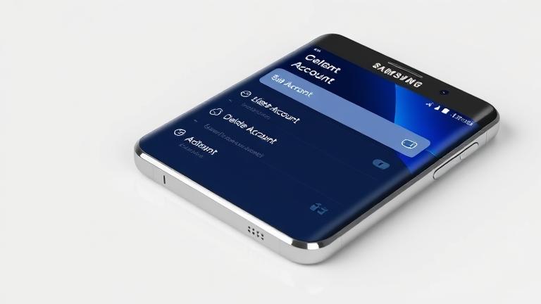 alt_text: Samsung Galaxy S7 Edge showing account settings with "Delete Account" highlighted clearly.