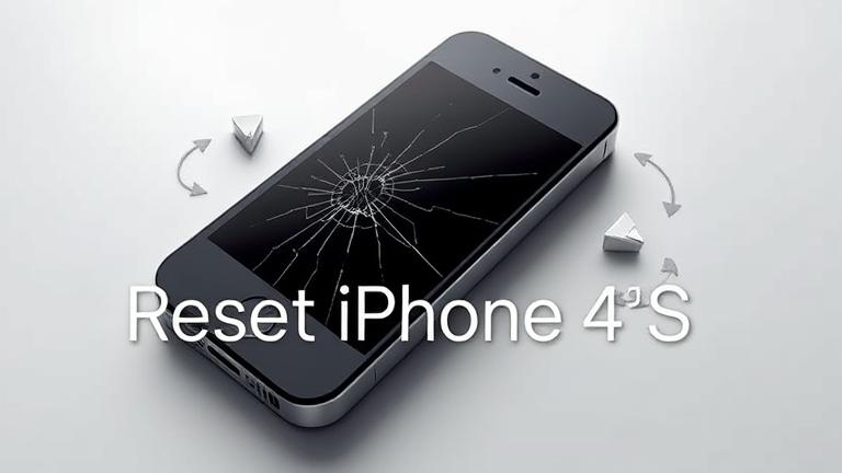 alt_text: iPhone 4S with cracked screen and reset icons, illustrating troubleshooting and recovery.