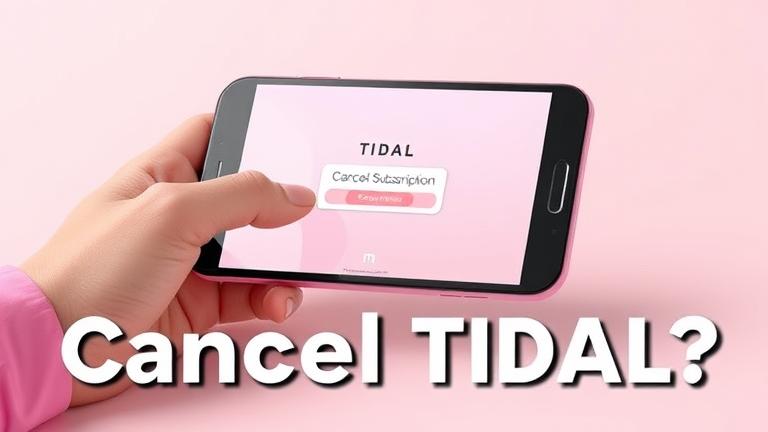 alt_text: Smartphone with TIDAL app showing "Cancel Subscription" button, easy and modern.