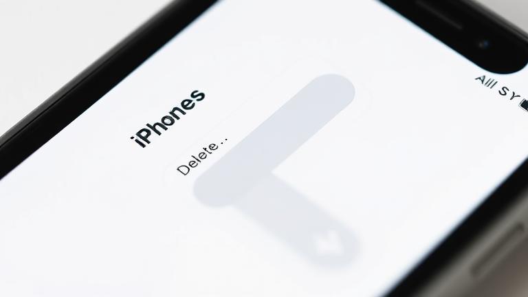 alt_text: iPhone notes app showing note selection and delete process on a clean background.