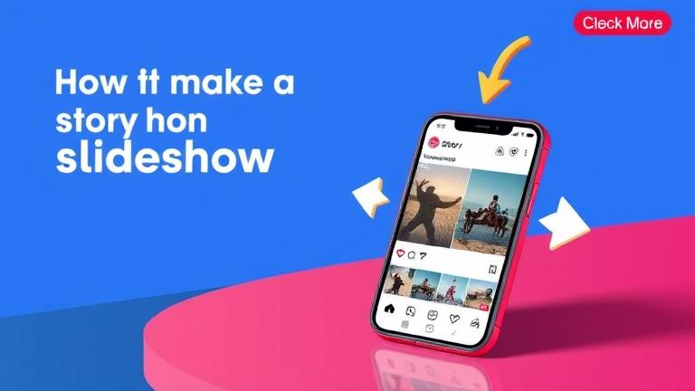 alt_text: Smartphone showing Instagram story slideshow with editing tools and vibrant colors.