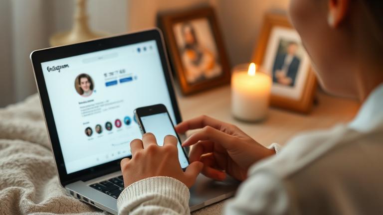 alt_text: Person deleting a loved one's Instagram, symbolizing digital legacy and respectful mourning.