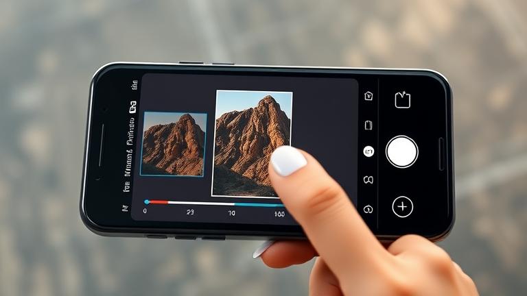 alt_text: Smartphone screen editing a tall photo with cropping tools for Instagram formatting.