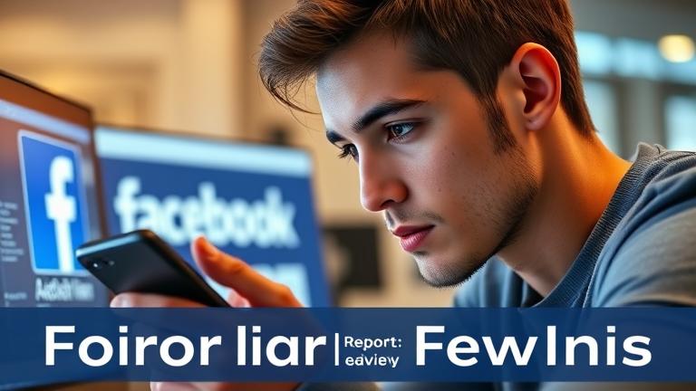 alt_text: Person viewing Facebook on screen in a digital environment, conveying online communication.