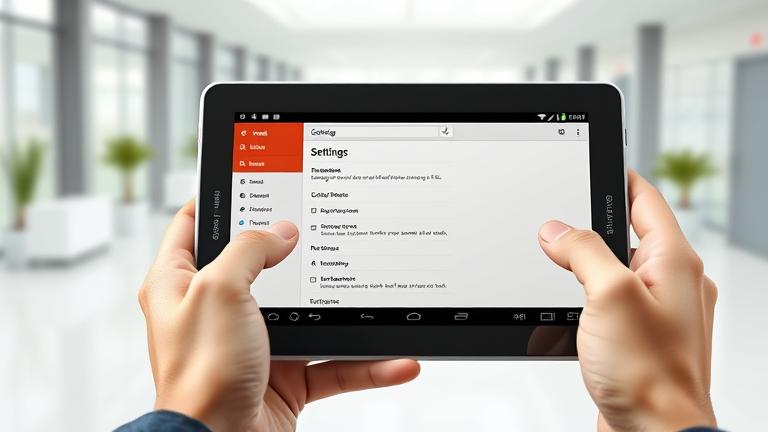 alt_text: Person using Galaxy Tab 2 with Gmail open, highlighting delete options in a modern setting.