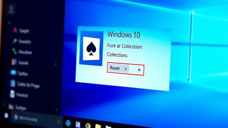 alt_text: Windows 10 screen with Microsoft Solitaire Collection settings, highlighted gear icon.