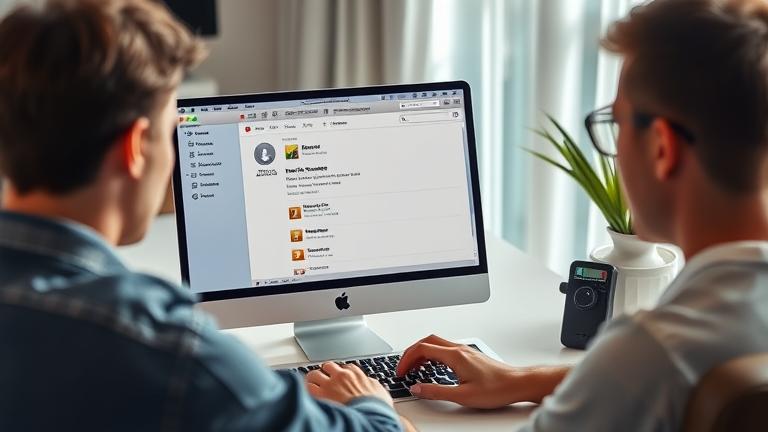 alt_text: Person working on MacBook, managing user settings in a modern, professional workspace.