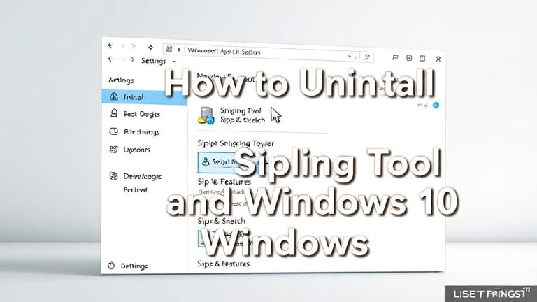 alt_text: Windows 10 Settings open showing "Apps & Features" to uninstall Snipping Tool and Snip & Sketch.