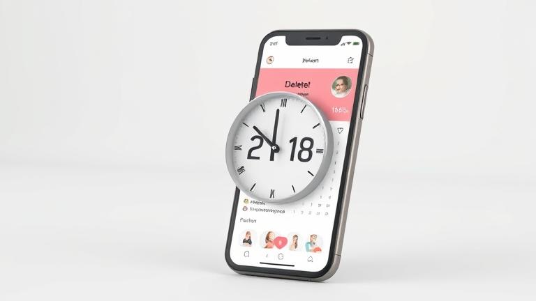 alt_text: Smartphone with Instagram, digital timer, calendar, and progress bar symbolizing account deletion.