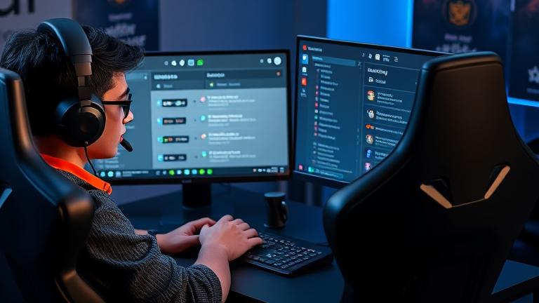 alt_text: Realistic gaming setup with a person managing Faceit, highlighting game deletion process.