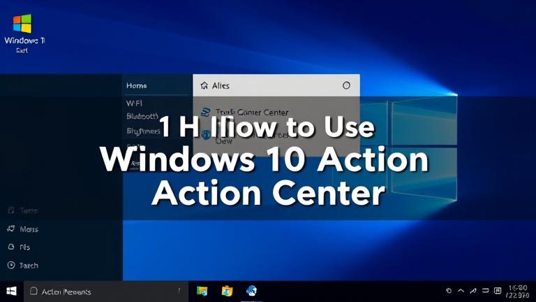 alt_text: Windows 10 desktop with Action Center open, showing notifications and quick settings.