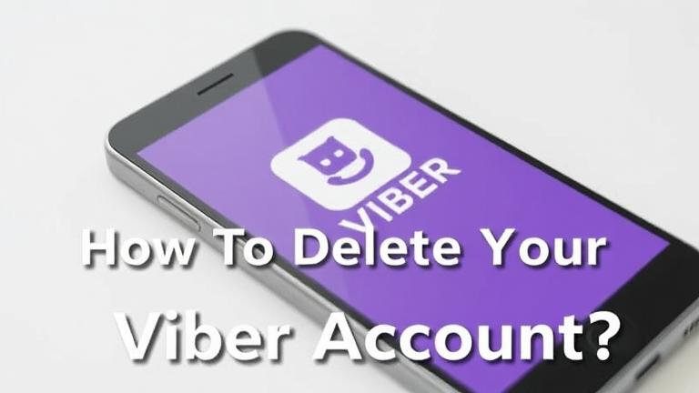 alt_text: Smartphone with Viber app, settings screen, delete option, overlay text: "How To Delete Your Viber Account?"