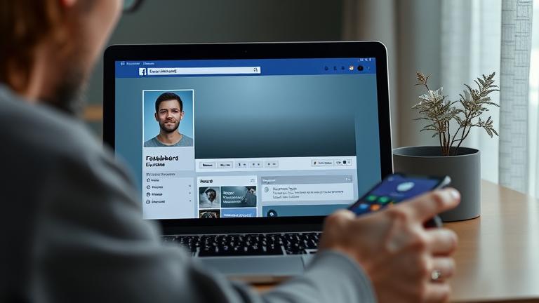 alt_text: Fading profile on screen with memorial banner, reflecting social media after death.