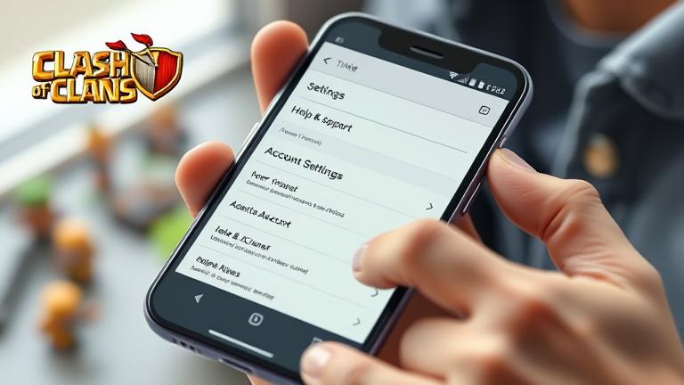 alt_text: Person deletes Clash of Clans account on phone in settings menu with clear, natural lighting.