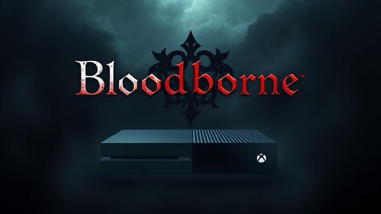 Bloodborne on Xbox One? Dark, eerie cover with gothic hints and console silhouette.
