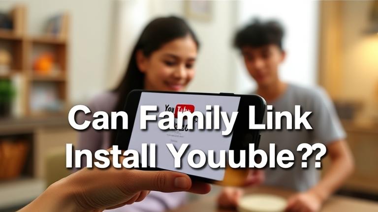 alt_text: Parent and child view phone with Family Link and YouTube icons, highlighting safe app use.