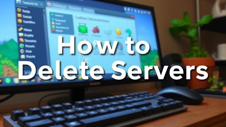 alt_text: Terraria-themed computer setup showing server management options on screen.
