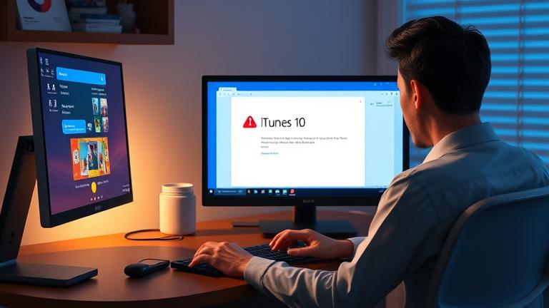 alt_text: Frustrated user trying to install iTunes on Windows 10 with error messages and troubleshooting.