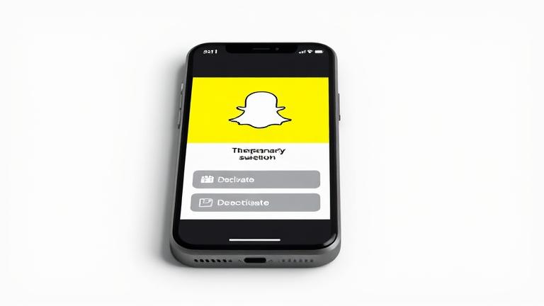 alt_text: Smartphone with Snapchat open, showcasing paused icon and deactivate option, indicating temporary suspension.