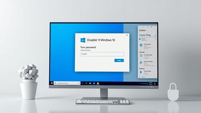 alt_text: Windows 10 login screen with disabled password, showing system settings and security icons.