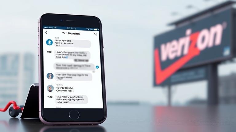 alt_text: Smartphone showing disappearing messages with Verizon logo, symbolizing deleted message record-keeping.