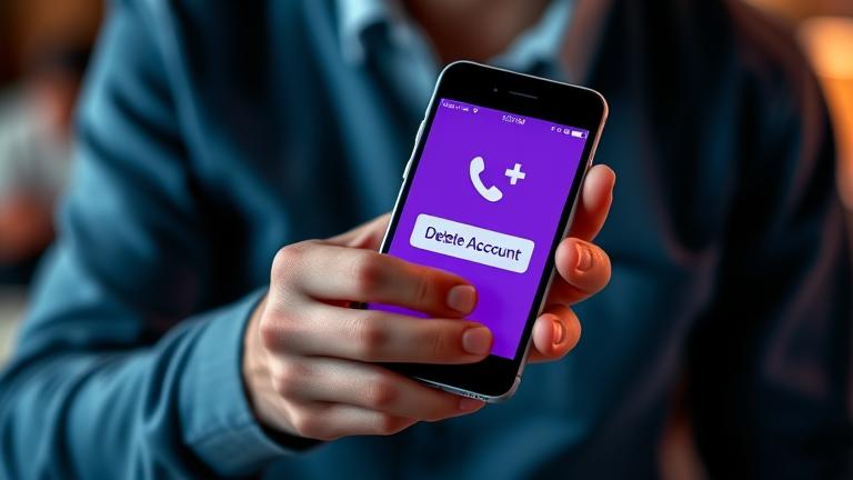 alt_text: Concerned person with Viber open, emphasizing account security amid lost device issues.