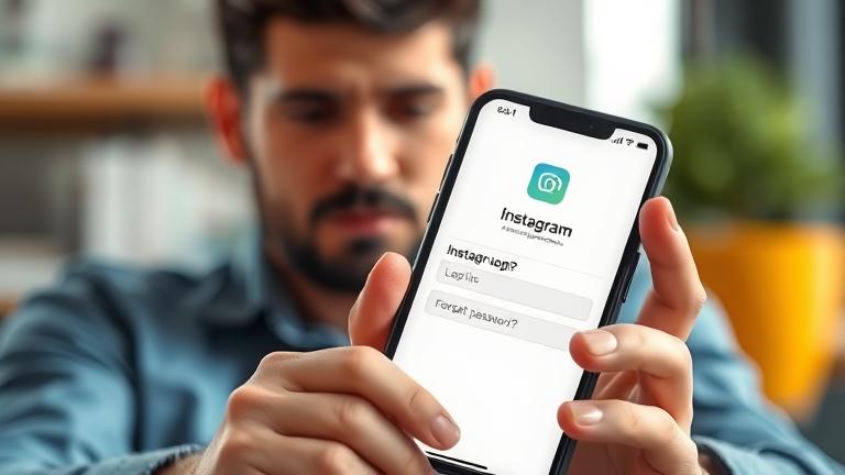 alt_text: Person on phone with Instagram login, looking concerned, emphasizing security and recovery.