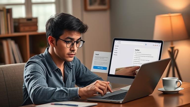 alt_text: Person at desk managing NaNoWriMo account, looking focused in cozy, inviting setting.
