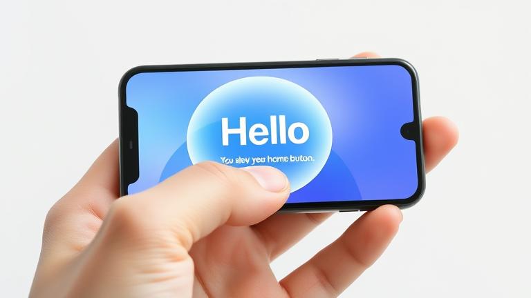 alt_text: Realistic iPhone cover showing facial recognition or gestures unlocking without a home button.