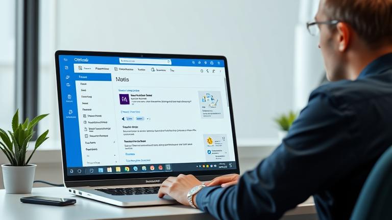 alt_text: Laptop screen showing Outlook settings, user deleting all data with focused expression.