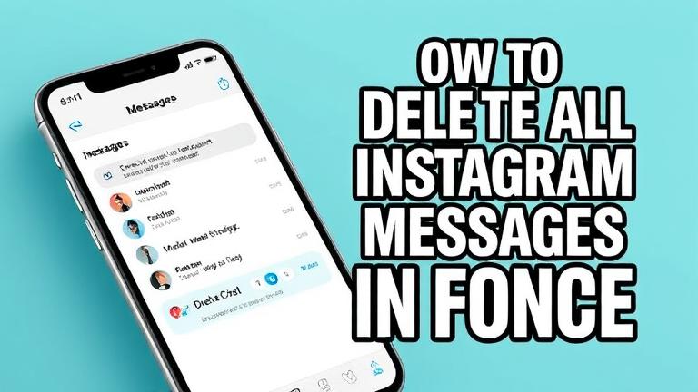 alt_text: iPhone screen showing Instagram messages being selected for bulk deletion, bright and modern style.