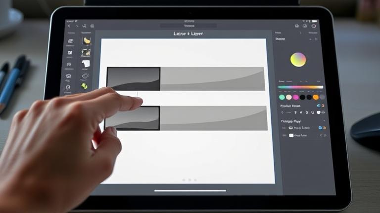 alt_text: Procreate layer menu with finger pointing to delete icon in a professional workspace scene.