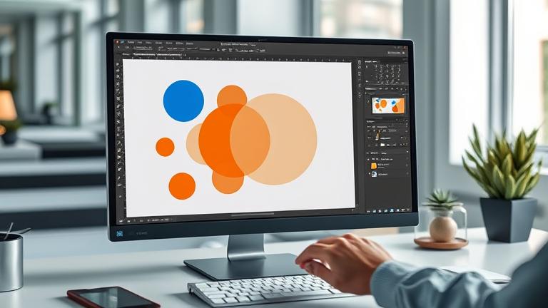 alt_text: Showing a user bringing a shape to front in Photoshop on a modern workspace.