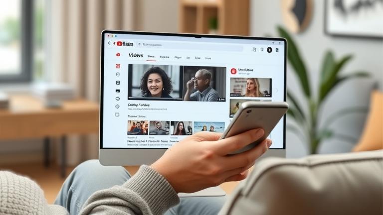 alt_text: Person managing YouTube videos on computer with YouTube Studio open, focusing on delete option.