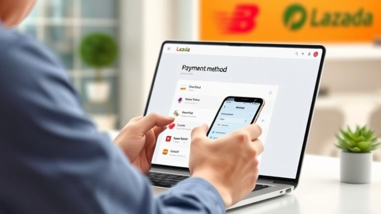 alt_text: Person confidently managing Lazada payment options on device, showing ease and clarity.