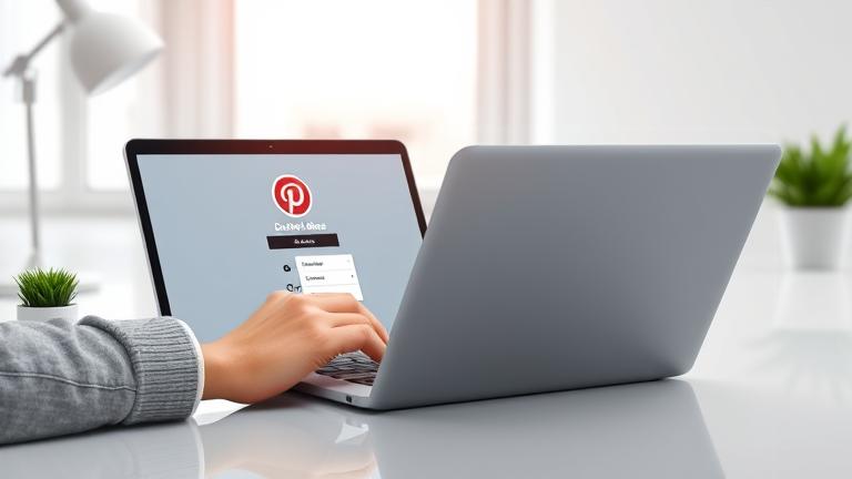 alt_text: A futuristic workspace with a digital avatar managing Pinterest ideas on a sleek device in 2025.