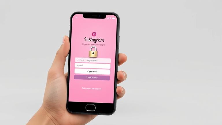alt_text: Smartphone with Instagram login, padlock unlocking, puzzled person—recover accounts easily.