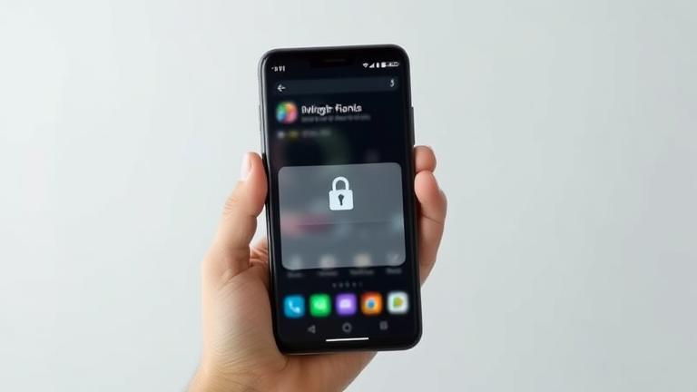 alt_text: Android phone with blurred info, lock icon, and privacy shield emphasizing lock screen security.