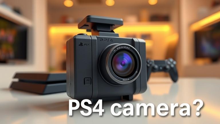 alt_text: PS4 camera in a modern gaming setup with console and controller, titled "How much is a PS4 camera?"